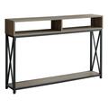 Daphnes Dinnette 48 in. Hall Console Accent Table, Taupe - Black Metal Finish DA3072157